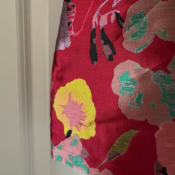 Lulus Red Multi Floral Jacquard Puff Sleeve Dress - Perfect for Spring! - Picture 4 of 7